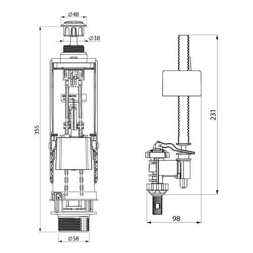 Sapho duálgombos öblítőmechanika, króm SSUV25