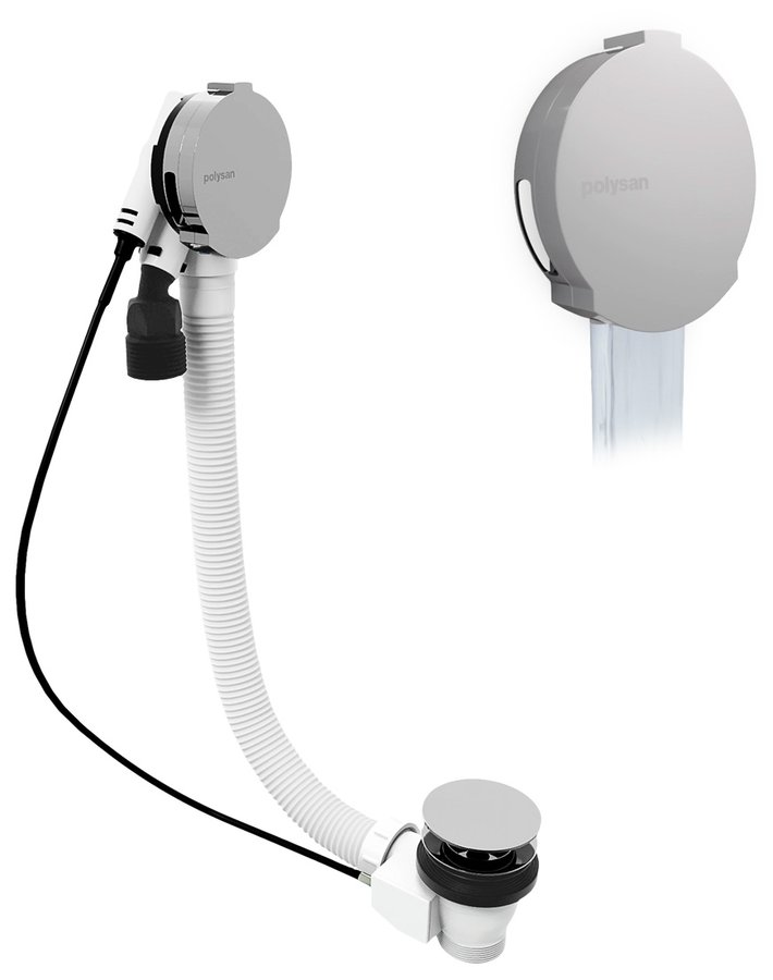 Sapho POLYSAN MARBLE 80 cm bovdenes lefolyó kádtöltővel, króm 11052