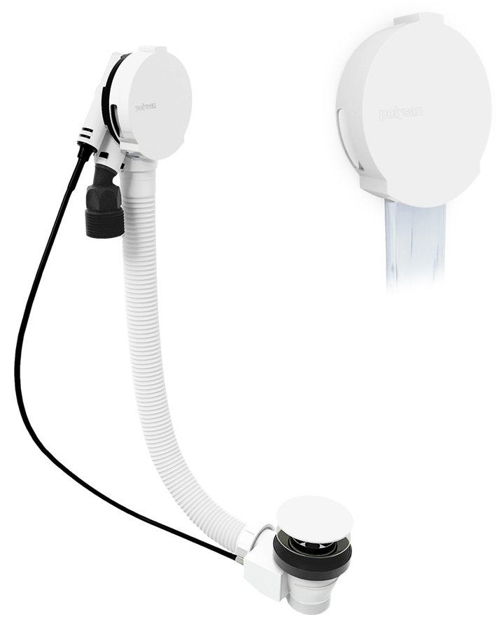 Sapho POLYSAN 80 cm bovdenes lefolyó kádtöltővel, fehér 71853.10