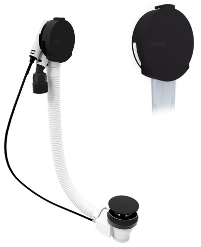 Sapho POLYSAN 80 cm bovdenes lefolyó kádtöltővel, matt fekete 71853.21