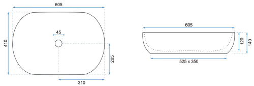 Rea Cleo ráültethető mosdó 60,5x41 cm, fehér REA-U0024