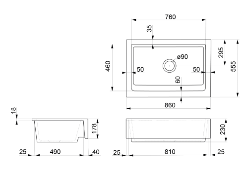 Sapho ARYA 86x55,5 cm kerámia mosogató, fehér 50185