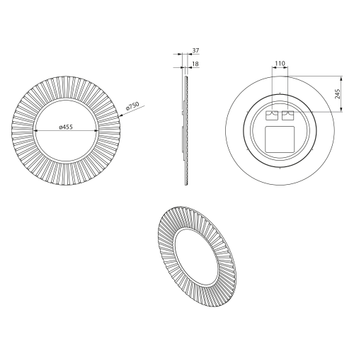 Sapho PRIDE 75 cm tükör LED világítással, arany PD750