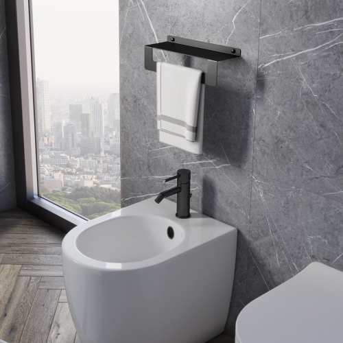 Sapho CLEO 50 cm polc/törölközőtartó, matt fekete 2019145