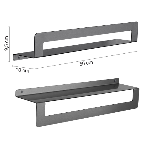 Sapho CLEO 50 cm polc/törölközőtartó, gun metal 2019815