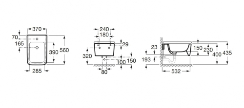 Roca Inspira Square fali bidé, kávé A357535660