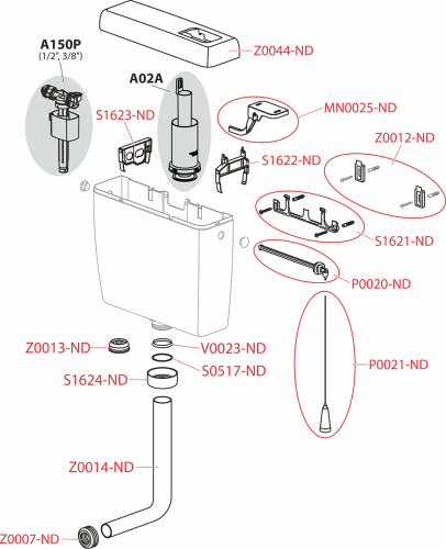 ALCA (Alcaplast) wc tartály UNI START–STOP univerzális, fehér, A940-H-1/2