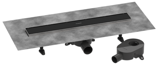 Hansgrohe RainDrain Go komplett zuhanylefolyó készlet 600 csempézhető hátlap standard/sík beépítéshez, matt fekete 56271670