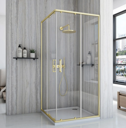 Rea City 80x100 cm zuhanykabin, szálcsiszolt arany REA-K6445