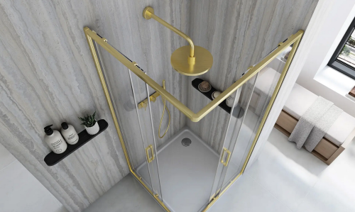 Rea City 80x100 cm zuhanykabin, szálcsiszolt arany REA-K6445