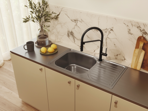 LAVEO ORION egymedence csepptálcás inox mosogató szifonnal SKO_011T