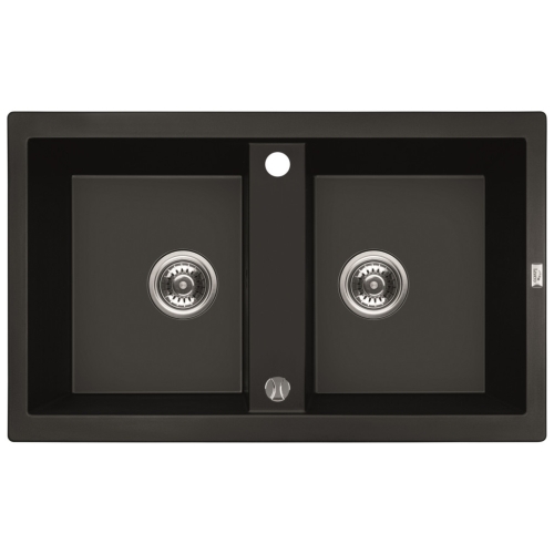 Laveo BARBADOS kétmedencés gránit mosogató, matt fekete SRB_720B