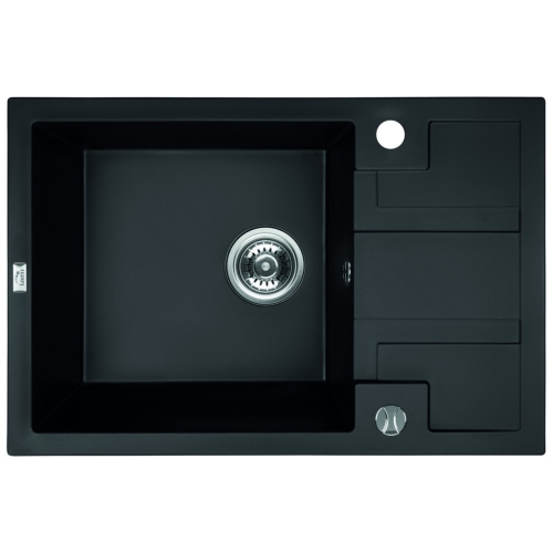 Laveo BARBADOS mini egymedencés csepptálcás gránit mosogató, matt fekete SRB_713B