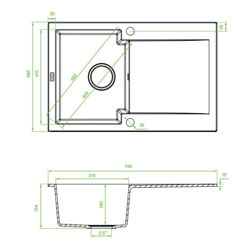 Laveo PICO 45S egymedence csepptálcás gránit mosogató bézs SRH_411Y