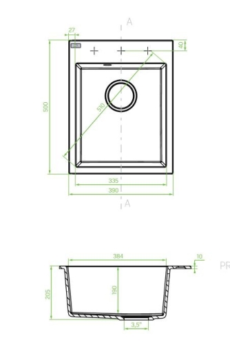 Laveo PICO egymedencés gránit mosogató, fehér SRO_610Y