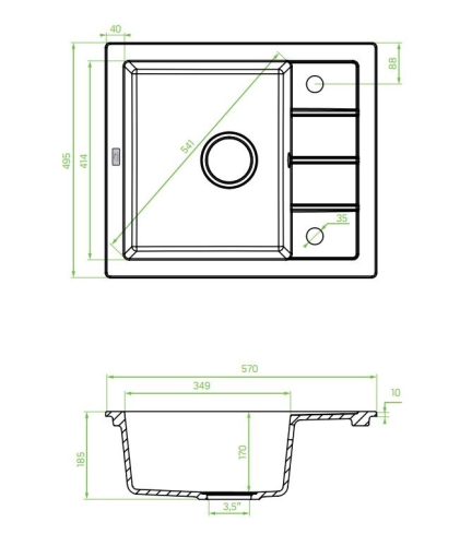 Laveo RINA MINI csepptálcás gránit mosogató, szürke SRP_513T