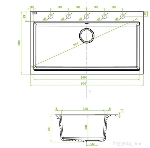 LAVEO TAU 9 nagymedencés gránit mosogató, jázmin SBT_J109