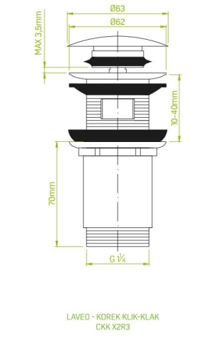 LAVEO click-clack leeresztő túlfolyós mosdóhoz, szürke CKK_92R3