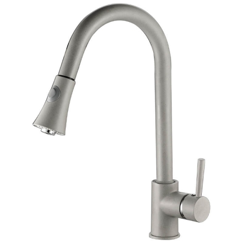 Laveo DARU kihúzható zuhanyváltós mosogató csaptelep, szürke BLD_969D