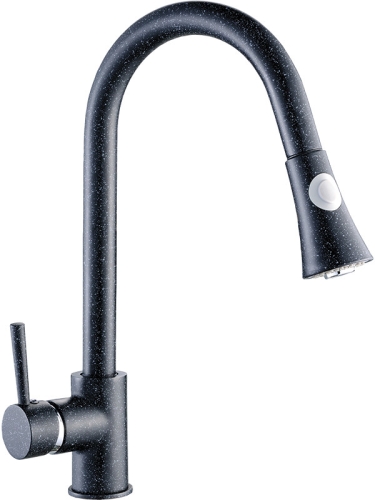 Laveo DARU kihúzható zuhanyváltós mosogató csaptelep, szemcsés fekete BLD_769D