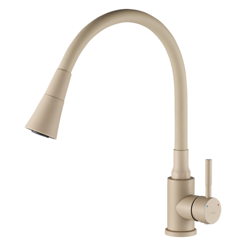 LAVEO SELVA zuhanyváltós rugalmas tömlős mosogató csaptelep bézs BSK_462D