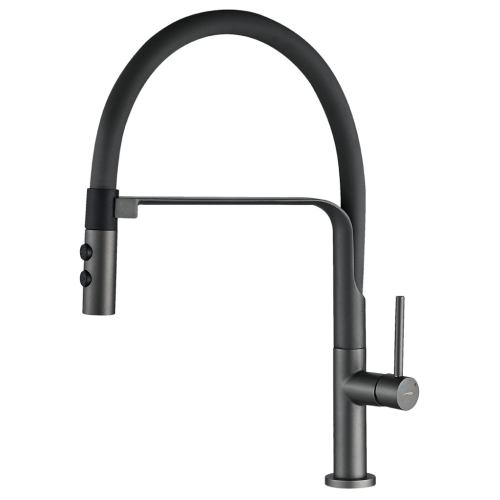 LAVEO SILUETTO rugalmas tömlős zuhanyváltós mosogató csaptelep, grafit/fekete BQU_978D