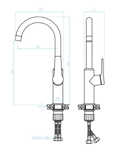 LAVEO ALANIS álló mosogató csaptelep, arany BQI_G68D
