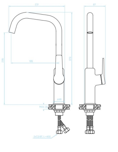 LAVEO ALANIS álló mosogató csaptelep, króm BQI_065D