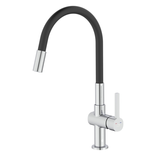 LAVEO ALITA kétfunkciós rugalmas tömlős mosogató csaptelep króm/matt fekete BVA_762D