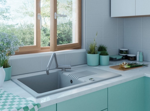 Laveo BONA ablak előtti lehajtható mosogató csaptelep, rozsdamentes acél BAB_265L