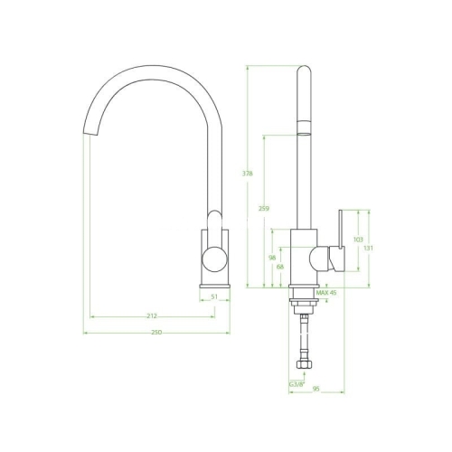 Laveo BONA álló mosogató csaptelep, rozsdamentes acél BAB_268D