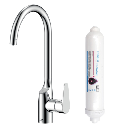 Laveo CLARO álló mosogató csatpelep AMII víztisztítóval, króm BAKB098D