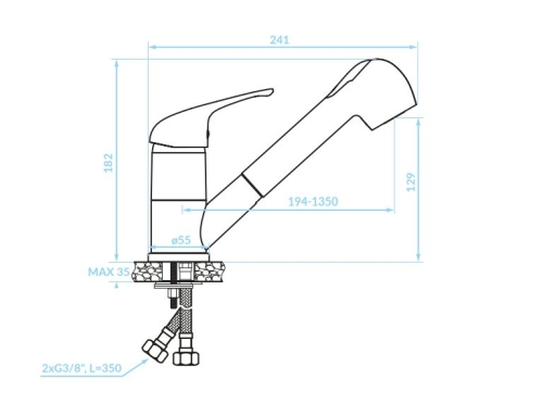 LAVEO DAGA - ROSSO zuhanyfejes mosogató csaptelep, króm K. BKR_069D