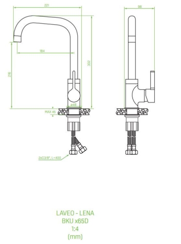Laveo LENA álló mosogató csaptelep, fehér BKU_665D