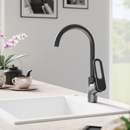 Laveo TIERRA álló mosogató csaptelep, grafit BAJ_968D