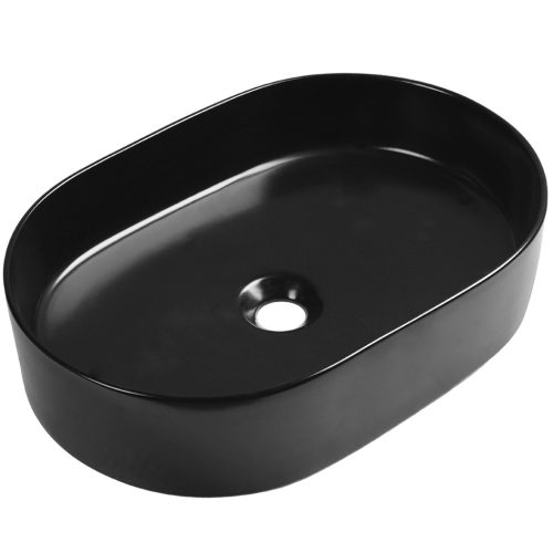 LAVEO DESNA ovális kerámia mosdó túlfolyó nélkül, matt fekete VUD_B250