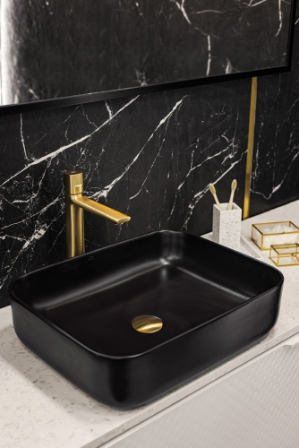 LAVEO MOGAMI ráültethető mosdó 50x40 cm, matt fekete VUM_B250