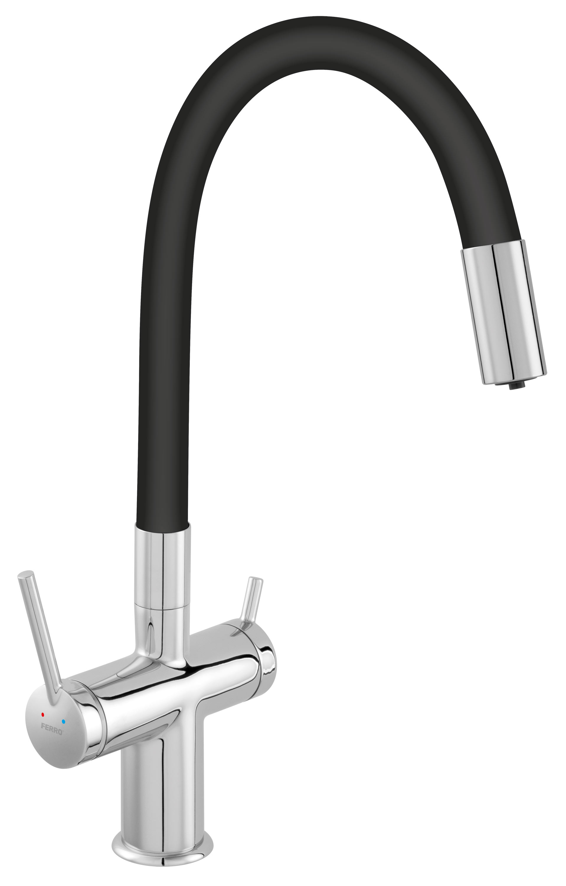 Ferro Filtrata konyhai csaptelep flexibilis kifolyócsővel szűrt vízhez, króm/fekete BFT41B