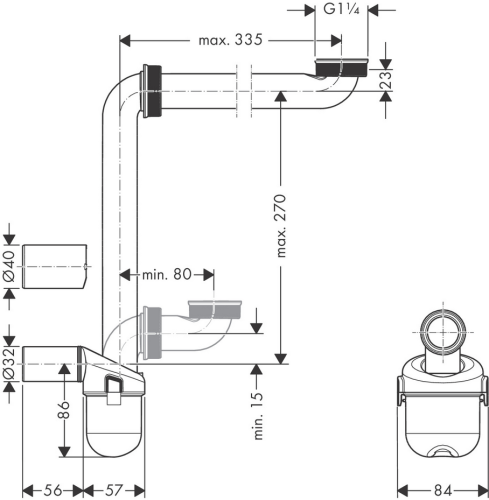 Hansgrohe helytakarékos szifon 50 mm-es mosdókagylókhoz 54235000