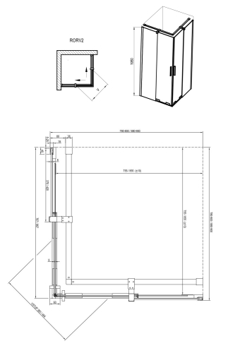 Ravak Roll 90x90 cm szögletes zuhanykabin Transzparent üveggel, krómhatású X14V70C00Z1