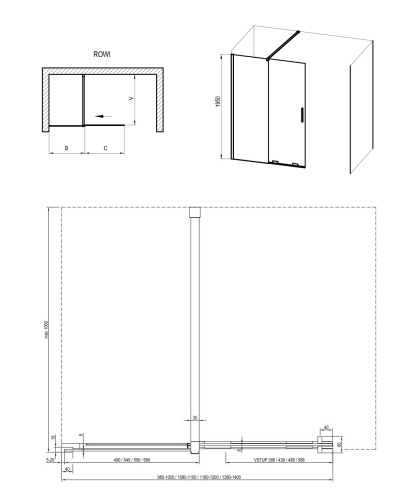 Ravak Roll 120 cm Walk-In zuhanyfal Transparent üveggel, krómhatású X9WVG0C00Z1