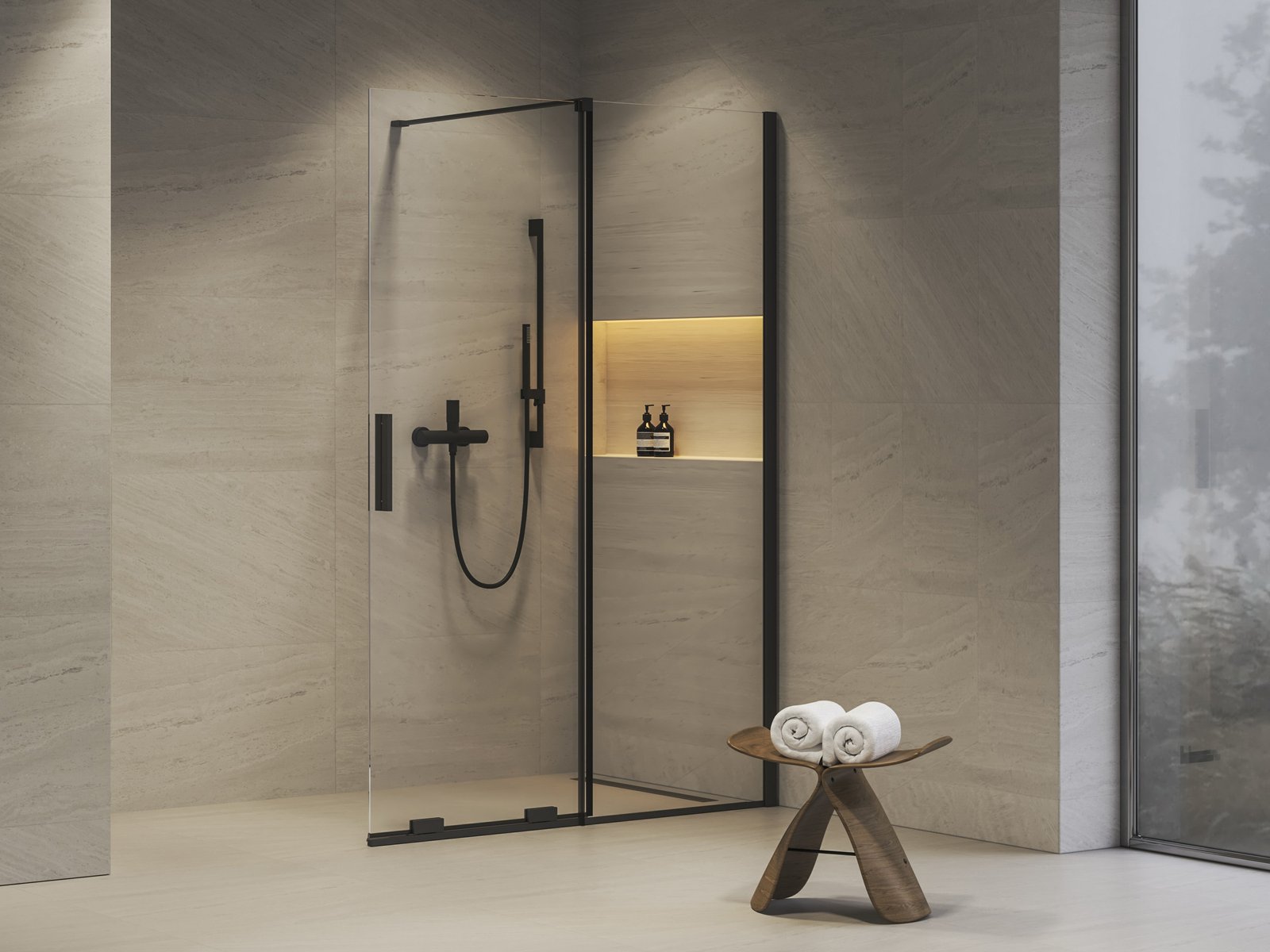 Ravak Roll 100 cm Walk-In zuhanyfal Transparent üveggel, fekete X9WVA0300Z1