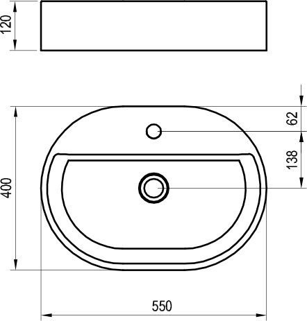 Ravak Ceramic O Slim Shelf 55x40 cm pultra ültethető mosdó, antracit XJX03155001