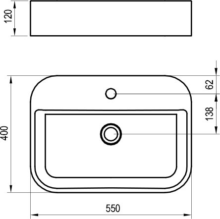 Ravak Ceramic R Slim Shelf 55x40 cm pultra ültethető mosdó, antracit XJX03155004
