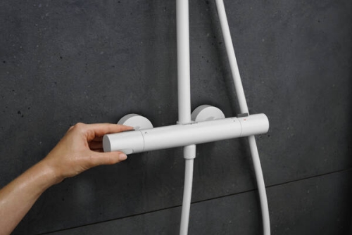 Hansgrohe Pulsify S Puro Showerpipe EcoSmart 260 1jet Ecostat Fine termosztátos zuhanyrendszer, matt fehér 24237700