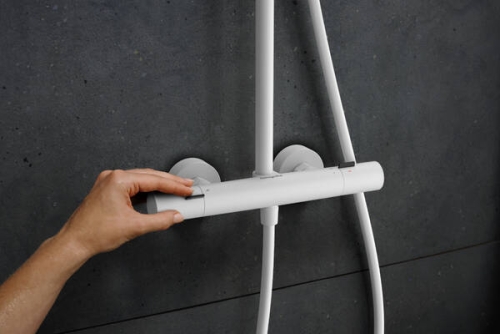 Hansgrohe Pulsify S Puro Showerpipe EcoSmart 260 1jet Ecostat Fine termosztátos zuhanyrendszer, matt fehér 24237700