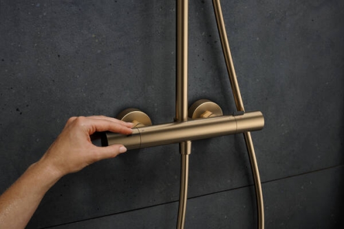 Hansgrohe Pulsify S Puro Showerpipe EcoSmart 260 1jet Ecostat Fine termosztátos zuhanyrendszer, szálcsiszolt bronz 24237140