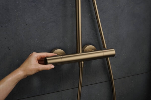 Hansgrohe Pulsify S Puro Showerpipe EcoSmart 260 1jet Ecostat Fine termosztátos zuhanyrendszer, szálcsiszolt bronz 24237140