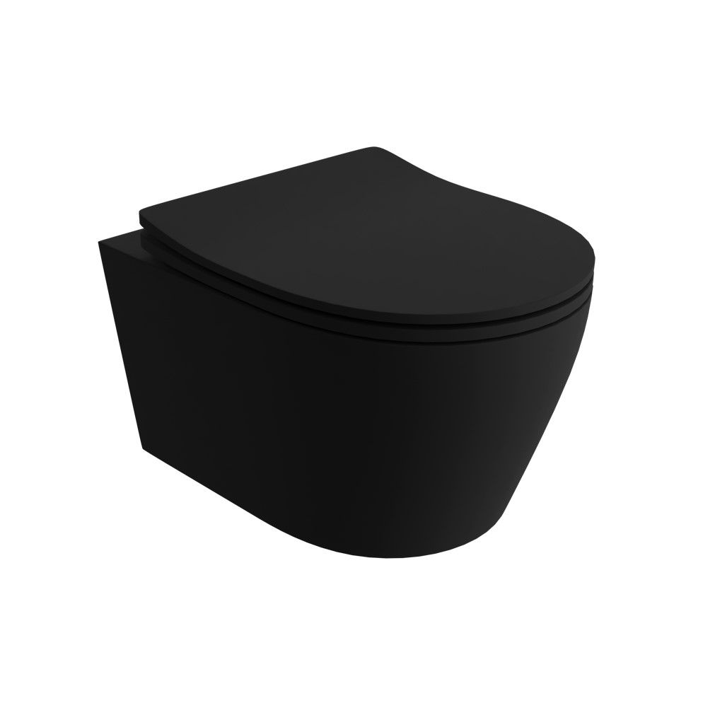 Lavita PRAIA BLACK fali wc csésze Soft Close ülőkével, matt fekete 5900378335207