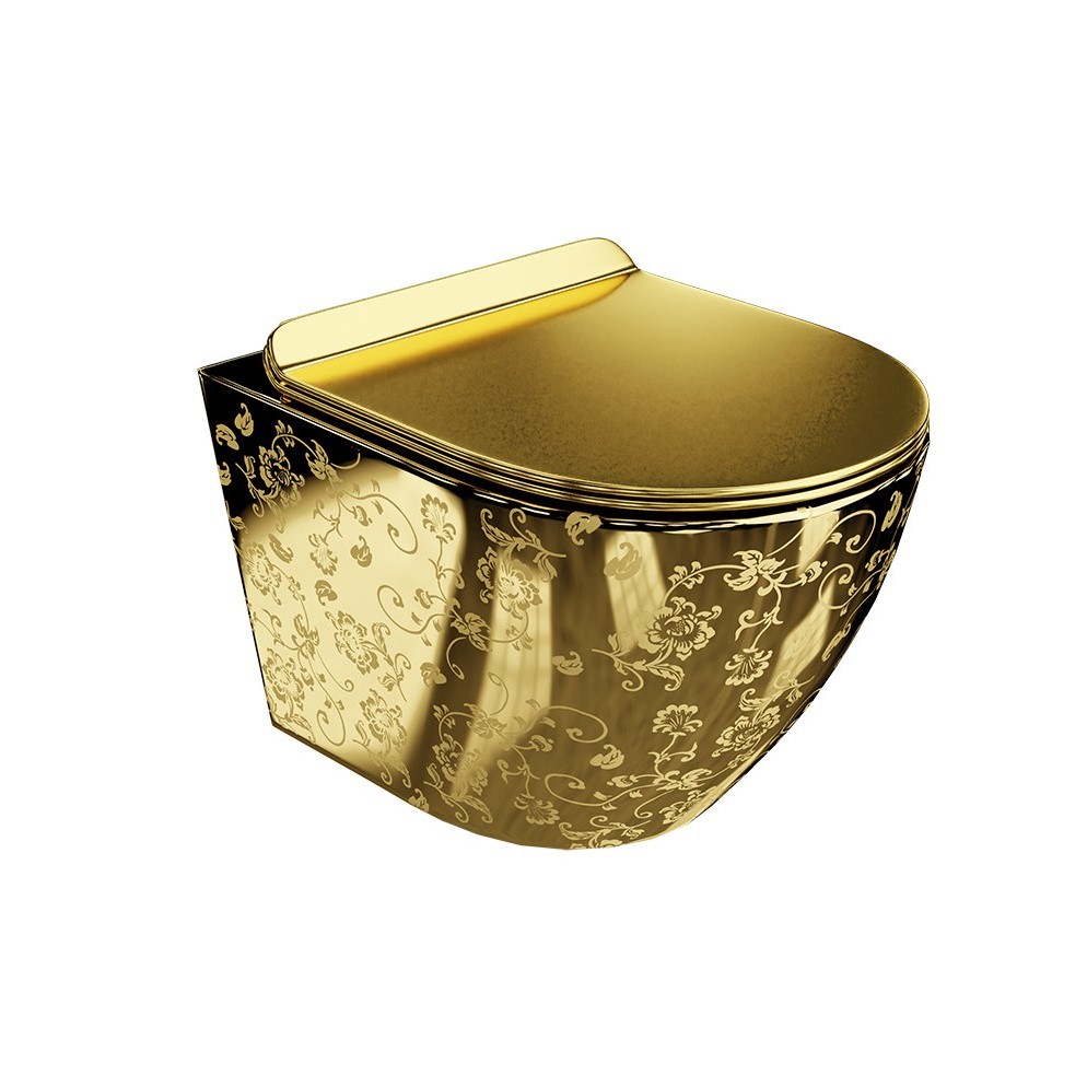 Lavita SOFI SLIM Golden Eye fali wc csésze Soft Close ülőkével, arany szín 5900378326526
